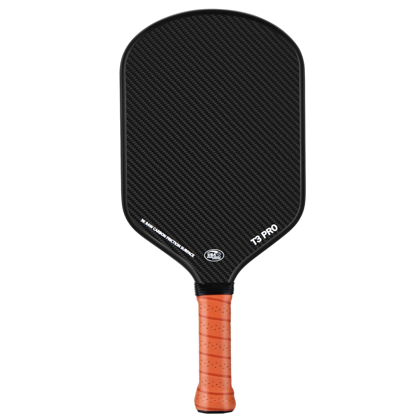 Pickleball Paddle - 3K Raw Carbon Fiber Surface (CFS) + Carbon Abrasion Surface (CAS) with High Grit & Spin, Sure-Grip Elongated Handle, Pickle Ball Paddle with 16mm Polypropylene Honeycomb Core